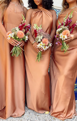 orange bridesmaid dress